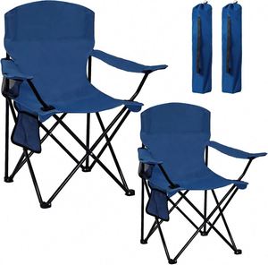Silla Plegable Portátil de Metal y Tela Oxford para Camping, con Portavasos y Bolsa Refrigerante, Capacidad de 150 kg, Muebles de Exterior para Playa y Pesca - Product Image 1