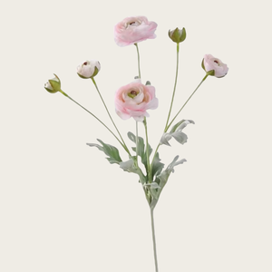 New Arrival Hot <strong>Sale</strong> 6 Heads Silk Ranunculus Flower Flocked Stem Artificial Light Pink Tea <strong>Rose</strong> - Product Image 2