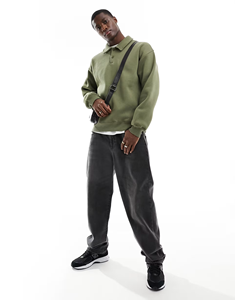 <span class=keywords><strong>Felpa</strong></span> a maniche lunghe oversize da uomo <span class=keywords><strong>con</strong></span> collo a <span class=keywords><strong>Polo</strong></span> 80 in cotone 20 poliestere per <span class=keywords><strong>Polo</strong></span> - Product Image 3