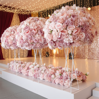 Boule de fleurs artificielles en soie personnalisable pour centre de table de mariage ou événementiel, décorative OEM