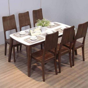 Luxury Modern Dining <b>Table</b> Set with <b>Solid</b> <b>Wood</b> <b>Top</b> and Metal Frame, Contemporary Home Furniture Dining Room <b>Table</b> and Chairs Set - Product Image 5