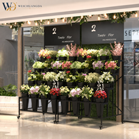 Support de Présentation de Fleurs Mobile Personnalisé en Fer, Multi-Niveaux, Démontable, Minimaliste et Moderne, avec Panneaux Publicitaires pour Fleuristes