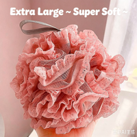 Éponge de bain en loofah et filet de dentelle, ensemble 2-en-1, grand bouquet de douche 60g (lot de 4 couleurs spa) – Accessoires de bain exfoliants pour le corps