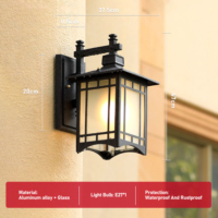 Lanterne vintage classique, IP65, étanche, en aluminium, cadre carré, treillis, enveloppe givrée, E27, 3500K, applique murale extérieure