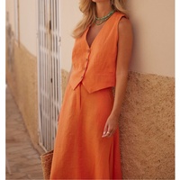 Femmes Chic gilet jupe costume 2 pièces ensemble été nouvelle femme haut sans manches à la mode bureau dames tenues amples