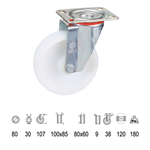 Ruota Industriale con Piastra in Nylon 80 mm. - Product Image 1