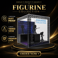 Vitrine personnalisée en acrylique transparent avec support intégré et panneaux imprimés sur mesure pour objets de collection