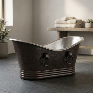 Bañera Independiente de Cobre Antiguo, Estilo Ovalado con Patas de Metal, para Baño de Casa u Hotel - Product Image 2