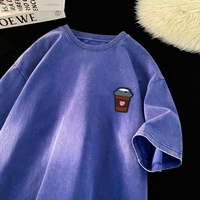 T-shirt vintage délavé à l'acide avec logo personnalisé DTG DTF T-shirt surdimensionné en coton vierge épais pour hommes 100% coton pour hommes
