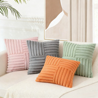 Housse de coussin de canapé en fourrure de lapin rayée, patchwork carré uni, transfrontalière, pour décoration de chevet