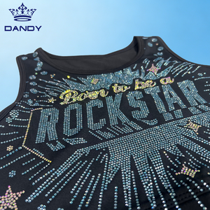 Custom Black Rhinestone Skull Design Cheer Training Set Cross Back Sports Bra And High Waist Shorts Breathable Workout Outfit