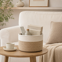 Lot de 3 paniers de rangement en corde de coton tressée pour serviettes de bain, articles de toilette, produits de soin, bureau et étagères domestiques