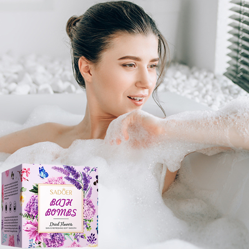 Sadoer Lemon Lavender Rosemary 3 Flavors Dried Flowers Exploding Bath Salt Balls Cleansing Moisturizing Mini Bath Bomb Supplies
