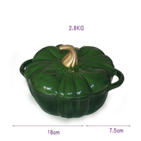 Ustensiles de cuisine de 18cm pour four hollandais Forme de citrouilles Soupe antiadhésive Marmite à potiron en fonte émaillée Pot à potiron
