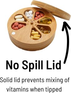 Оптовая продажа, органайзер для лекарств из бамбука, деревянный ежедневный Еженедельный органайзер для таблеток и держатель для таблеток, коробка для таблеток с витаминами - Product Image 3