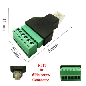 Zechao-terminal RJ12 a RS485, cabezal de cristal 6P6C, cable sin soldadura, adaptador de cabeza de teléfono de 6 pines