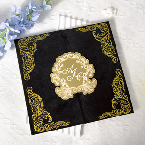Aiyida – Étui en velours pour carte d'invitation, avec logo personnalisé en feuille d'or acrylique, style européen, pour cartes de vœux de mariage - Product Image 2