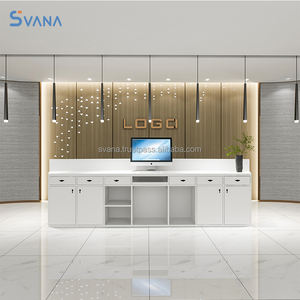 Comptoir avant en bois Table de réception moderne avec lumière LED Lobbies Salons Retail - Product Image 6