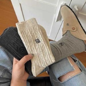 Chaussettes rayées en polyester gris, chaudes et respirantes, pour hommes, automne-hiver - Product Image 2