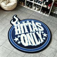 Tapis tufté personnalisé en forme de flamme irrégulière avec logo, tapis décoratif fait main style urbain pour la maison, le studio ou l'exposition