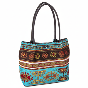 Otomano Kilim turco diseñado Bohemia turquesa bolsa de color - Product Image 2