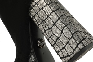 Bottines à plateforme pour femmes, bottines à talon épais <span class=keywords><strong>en</strong></span> faux daim avec talon imprimé crocodile pailleté, chaussures de soirée avec fermeture éclair latérale - Product Image 6