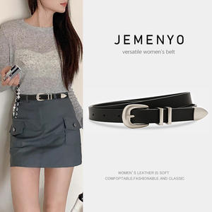 Cinturón Trenzado de Cuero Vacuno para Mujer, Marca Jemenyo, Hebilla Plateada, Delgado, Informal, para Uso en Verano - Product Image 3