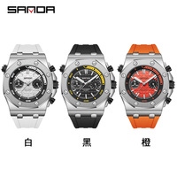 Reloj de Cuarzo Sanda 7027 de Alta Calidad, Relojes de Cuarzo con Correa de Silicona, Reloj de Pulsera Deportivo Informal Luminoso para Hombre