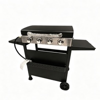 Grill Teppanyaki portable à gaz propane pour extérieur, en acier inoxydable avec revêtement en poudre moderne, 4 brûleurs, surface plate