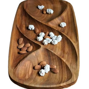 Directo de la fábrica India Bandeja rectangular de madera de alta calidad para servir té Decoración de servicio de comida elegante ecológica para bodas - Product Image 1