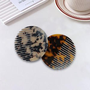 Cerchio circolare in marmo acetato rotondo pettine a denti larghi per capelli - Product Image 2