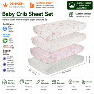 Lenzuolo per Culla Personalizzato, Lenzuolo con Angoli per Neonati, Puro Cotone con Motivo Floreale, Stile Fresco e Naturale per Tutte le Stagioni, Biancheria da Letto per Bambini - Product Image 1