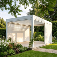 Pergola en aluminium motorisée à lames orientables rétractables, gazebo bioclimatique en aluminium, toit automatique imperméable pour jardin extérieur