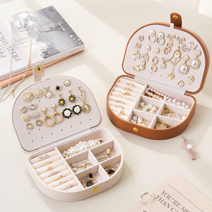 Supplier Custom Logo PU Leather Jewelry Storage Case for Studs Earrings Necklaces Bangles <b>Travel</b> Jewelry Organizer with Buckle - Product Image 4