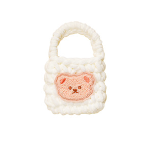 <b>Cute</b> <b>Bear</b> Knitted Earphone Case For Airpods Anti Drop Protective Cover Plush Handmade Style White - Product Image 5