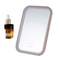 Nouveau miroir de maquillage de bureau en verre personnalisé, pliable, portable, avec support triangulaire et design carré, éclairage de table