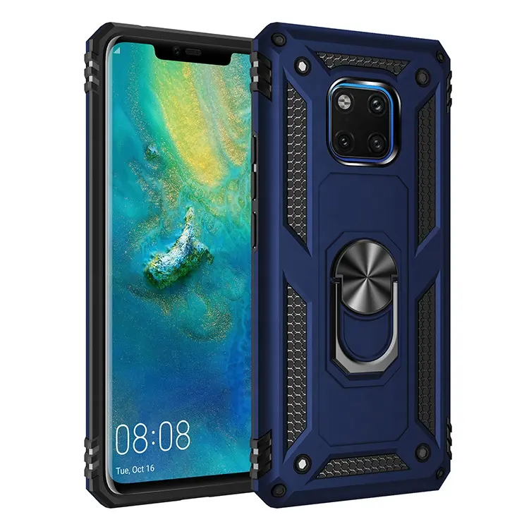 कवच धातु की अंगूठी धारक मेट 20 प्रो चुंबकीय TPU पीसी Kickstand Coque Funda कवर के लिए huawei मेट 20 प्रो कवर फोन के मामले में