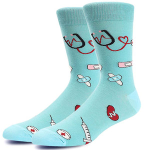 महिलाओं के मिश्रित रंग जैक्वार्ड मोजे व्यक्तिगत रचनात्मक लेटेड नर्स डे दंत चिकित्सक श्रृंखला मध्य-बछड़े की कपास - Product Image 5