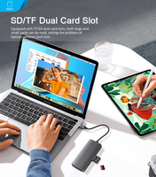 Hub Multipuerto USB-C 11 en 1 de Aleación de Aluminio, Carga Rápida PD de 100W, USB 3.0 a 5Gbps, Video 4K, Lector SD/TF, Garantía de 12 Meses, Disponible en Stock