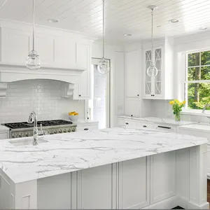 GOLDTOP OEM/ODM Cuarzo Artificial Calacatta Quartz Stone Slabs Kitchen Counter Top Islands White Calacatta Countertops Price