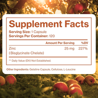 Capsules de glycinate de zinc 25 mg OEM/ODM, haute biodisponibilité, complément nutritionnel de zinc de qualité alimentaire