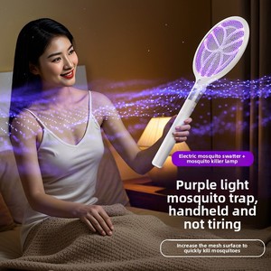 Matamosquitos Eléctrico Telescópico, <span class=keywords><strong>Raqueta</strong></span> Plegable Giratoria de 360 Grados, Recargable, para el Hogar e Interiores - Product Image 3