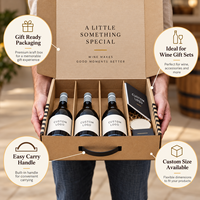 Boîte cadeau à vin en gros à quatre compartiments avec séparateurs ondulés et couvercle imprimé pour collections de dégustation de vins de vignobles
