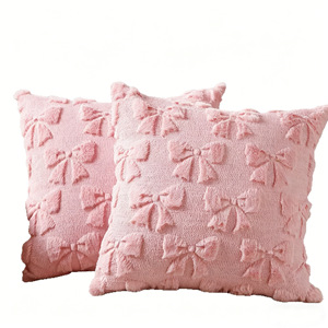 Housse de coussin matelassée transfrontalière avec nœud et broderie en peluche, coussin de tête de lit, coussin de dossier de bureau (sans rembourrage) - Product Image 4