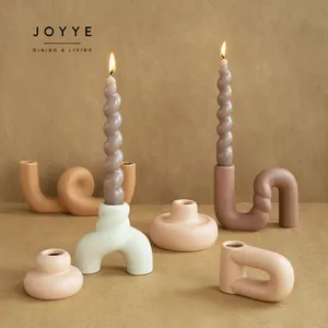 JOYYE Nordic Geometric Candle Stick Twisted Rope Design Wedding Decoration Unique Creative Ceramic Candle Holder Candlestick