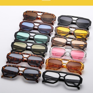Vente Flash Lunettes de Soleil <span class=keywords><strong>Aviateur</strong></span> Double Pont Carrées Monture Plastique Épaisse Tendance Marque Célèbre Designer pour Femme - Product Image 6