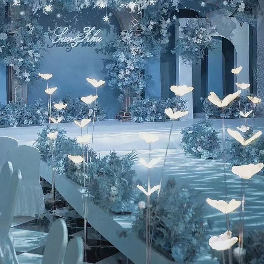 V208 parti düğün aydınlatma dekorasyon dev LED kelebek sahne reklam çiçek olaylar dekorasyon için düğün yol led