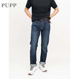 12,5 OZ 100% Baumwoll-Denim Schnelltrocknende Vintage-Waschung Gerade Herren-Freizeithose Distressed Mittlere Taille Einfarbig Vorne Sommer PUPP 2205 - Product Image 2