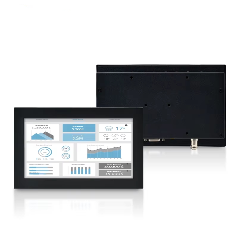 Mini 7 Inch Industrial VGA BNC HD TFT IPS Monitor Wall-Mounted Resistive Touch 1024*600 Resolution USB Interface New Metal Case