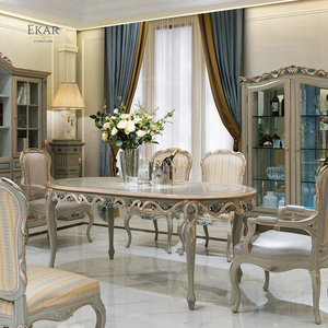 Đồ Nội Thất Phòng Ăn Cổ Điển Sang Trọng Bàn Ăn Hình Bầu Dục Hoàng Gia Cổ Bàn Tay Chạm Khắc Hoa Bộ Bàn Ăn - Product Image 2